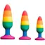 Силиконовая анальная пробка Wooomy Hiperloo silicone Rainbow Plug M - миниатюра 4