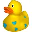 Качка FunnyDucks Жовта у блакитних сердечках (0905) - мініатюра 2