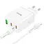 МЗП Hoco N33 Start PD35W (1USB-A/2C) + кабель Type-C to Lightning White - мініатюра 2