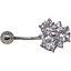 Срібна сережка для пірсингу пупка Ірій з фіанітами. 6001 - мініатюра 1