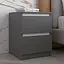 Приліжкова тумба Vays R-5 Антрацит-Білі планки, 2 шухляди без ручок, ЛДСП 40×40×53 см - тумба в спальню - мініатюра 1
