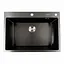 Кухонная мойка Platinum Handmade PVD 70x50 черная (сифон круглый, 3,0/0,8), Черный - миниатюра 1