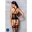 Сітчастий комплект корсет з халтером знімні підв'язки та трусики Passion Amanda CorSet black L/XL - мініатюра 4
