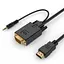 Адаптер HDMI (M) - VGA (M), Cablexpert, Black, 5 м, аудіокабель для передачі стереозвуку (A-HDMI-VGA-03-5M) - мініатюра 1