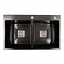 Кухонна мийка Platinum Handmade PVD HDB чорна 780x480x230 на дві чаші (квадратний сифон,3.0/1.0), Чорний - мініатюра 1
