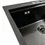 Кухонна мийка Platinum Handmade PVD 60x50 чорна з підставкою для ножів + сифон, дозатор та кошик, Нержавіюча сталь - мініатюра 7