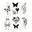Набор временных тату Бабочки и цветы №2 black-tattoo-mini-set-f02 из 6 черных по 9,5 х 5,5 см - миниатюра 1