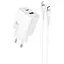 МЗП Hoco N71 Nuevo PD30W+QC3.0 (1USB-A/1C) + кабель Type-C to Lightning White - мініатюра 1
