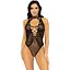 Leg Avenue Net and lace halter Bodysuit OS Black - мініатюра 1