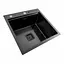 Кухонная мойка 50x50 PVD черная Platinum Handmade с подставкой для ножей, Черный - миниатюра 5