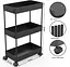 Етажерка пластикова Fabrika 3 яруси на колесах Black, 40х22х66 см - мініатюра 2