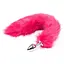 Анальна пробка металева конусна з довгим хвостиком 6 см фуксія - мініатюра 1