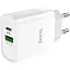 Блок адаптер сетевой Hoco Rapido C80A 2 выхода USB + Type-C 20 W белый - миниатюра 1