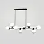 Видовжена чорна люстра на 8 білих плафонів 100х30 см | Line F | Арт. 1548/8L BK - мініатюра 4
