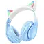 Навушники Hoco Cat ears BT headphones W42 BT5.3, AUX/TF, 10h crystal бездротові блакитні - мініатюра 1