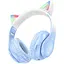 Бездротові повнорозмірні навушники Hoco W42 Cat Ear з підсвічуванням, BT5.3, AUX, TF, 400mAh, 10h, сині - мініатюра 1