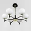 Чорна люстра із золотою фурнітурою на 6 білих плафонів Ø70 см | Арт. MJ 214/6 BK+AB+WT | Line F - мініатюра 6