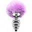 Металева анальна пробка Кролячий хвостик Alive Fluffy Twist Plug M Purple діаметр 3.4 см - мініатюра 1