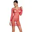Бодистокинг-платье с глубоким воротом Passion BS093 red длинные рукава One size - миниатюра 1
