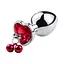 Металеві анальні пробки з підвісками-дзвониками водонепроникні 9,4 см х 4 см червоні - мініатюра 1
