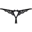 Кружевные танги с двумя отверстиями Obsessive 831-THC-1 crotchless ThongL/XL, черные, бантики - миниатюра 2