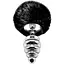 Металева анальна пробка Кролячий хвостик Alive Fluffy Twist Plug L Black діаметр 3.8 см - мініатюра 1