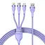 Кабель Baseus Flash Series Ⅱ One-for-three Fast Charging Data Cable USB to M+L+C 66W 1.2m Purple - мініатюра 1
