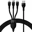 Кабель Baseus Flash Series II One-for-three Fast Charging Data Cable USB to M+L+C 66W 1.2 м чорний - мініатюра 1