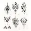 Набор временных тату «Бабочки и цветы №3» Fresh Tattoo black-tattoo-mini-set-f03 из 6 черных по 9,5 х 5,5 см - миниатюра 1