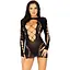 Бесшовное мини-платье Leg Avenue Long sleeve cut out mini dress One size Black - миниатюра 1