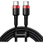 Кабель Baseus Cafule USB-C to USB-C 100W 2m Red/Black (CATKLF-AL91) [82073] - миниатюра 1