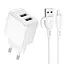 Зарядное устройство с кабелем- адаптер сетевой Borofone BAS41A 2 выхода USB + micro кабель - SET белый - миниатюра 4