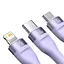 Кабель Baseus Flash Series Ⅱ One-for-three Fast Charging Data Cable USB to M+L+C 66W 1.2m Purple - мініатюра 5