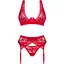 Комплект білизни Obsessive Lacelove cupless 3-pcs set XS/S Red, бюстгальтер, стрінги, пояс для панчі - мініатюра 3