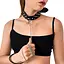 Нашийник з повідцем із натуральної шкіри із заклепками Art of Sex - Jenna Collar With Leash, чорний - мініатюра 1