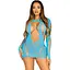 Бесшовное миниплатье Leg Avenue Long sleeve cut out Mini dres One Size Turquoise - миниатюра 1