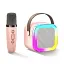 Дитяче караоке з бездротовим мікрофоном K12 та портативною RGB Bluetooth колонкою Pink (18965) - мініатюра 1
