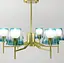 Стельова люстра у золотому каркасі із бірюзовими плафонами Line.F Кількість ламп 6 - мініатюра 6