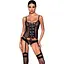 Корсет зі шнурівкою Passion NESSY CORSet XXL/XXXL black стрінги з відкритим доступом пажі для панчіх - мініатюра 1