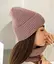 Женская вязаная шапка и снуд набор 2 шерсть 20% с отворотом Розовый - миниатюра 2