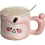 Чашка порцелянова Cute Apple 400 мл з кришкою та ложкою рожевий FM-25C - мініатюра 1