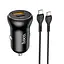 Комплект зарядный автомобильный HOCO NZ5 Smooth road car charger 30 W 2 порта с кабелем Type-C to Type-C черный - миниатюра 1