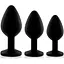 Набор силиконовых анальных пробок с кристаллом Rianne S: Booty Plug Set Black - миниатюра 1