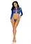 Комплект Leg Avenue Long sleeve crop top & string Royal Blue One Size - мініатюра 6