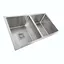 Кухонная мойка на две чаши Platinum Handmade HSB 75x45 нержавейка (квадратный сифон 3.0/1.0 мм, монтаж под столешницу), Нержавеющая сталь - миниатюра 3