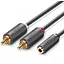 Аудіо кабель Ugreen AV102 3.5 мм Female to 2 RCA Male Audio Cable 1 м сірий (10588) - мініатюра 1