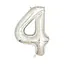 Шар воздушный фольгированный (102 см) Цифра 4 серебро - миниатюра 1