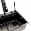 Кухонна мийка чорна PVD 75x46F Platinum Handmade Водоспад Fly rain, Чорний - мініатюра 7