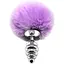 Металлическая анальная пробка Alive Fluffy Twist Plug S Кроличий хвостик Purple, диаметр 2,9 см - миниатюра 1
