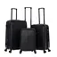 Набор чемоданов 3в1 пластик с кодовым замком и телескопической ручкой черный (522) - миниатюра 1